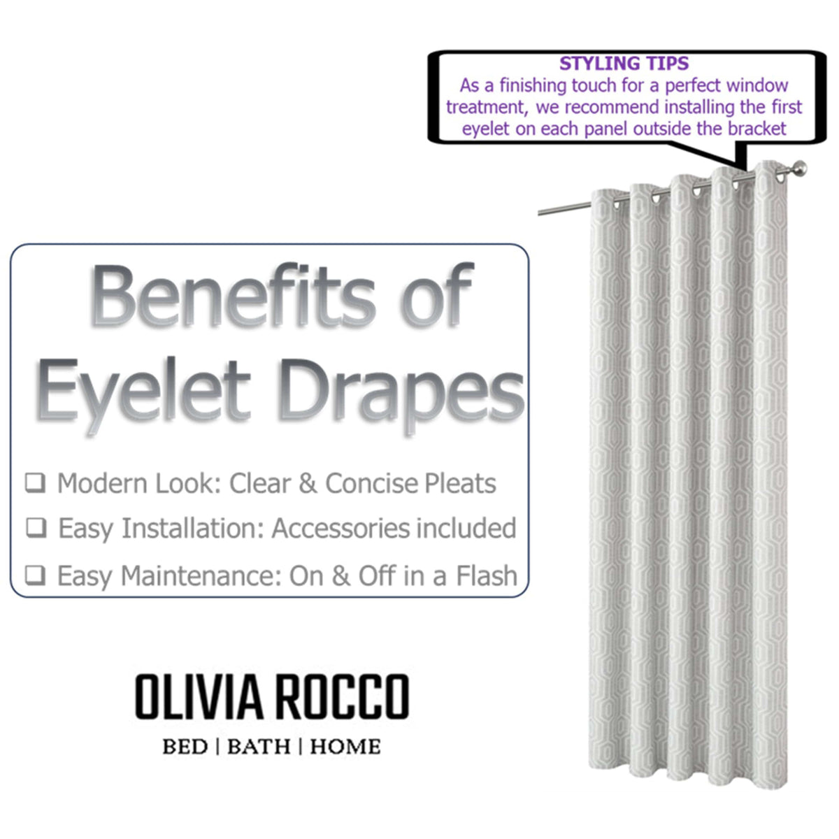 Olivia Rocco Paris Eyelet Jacquard Curtains Natural Geometric Pattern Thermal Insulated – view 5