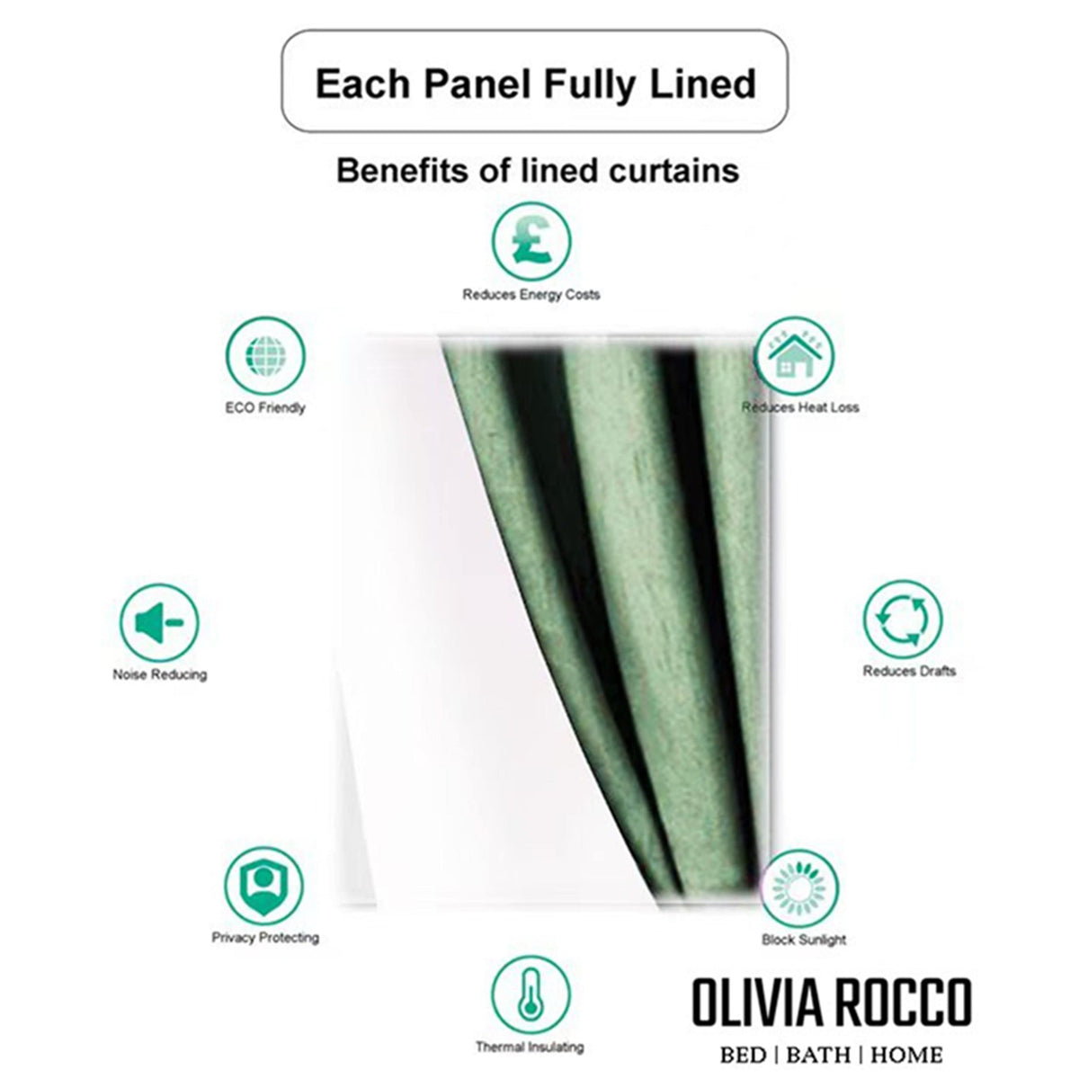 Olivia Rocco Paris Eyelet Jacquard Curtains Sage Green Geometric Pattern Thermal – view 8