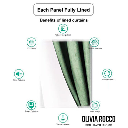 Olivia Rocco Paris Eyelet Jacquard Curtains Sage Green Geometric Pattern Thermal – view 8