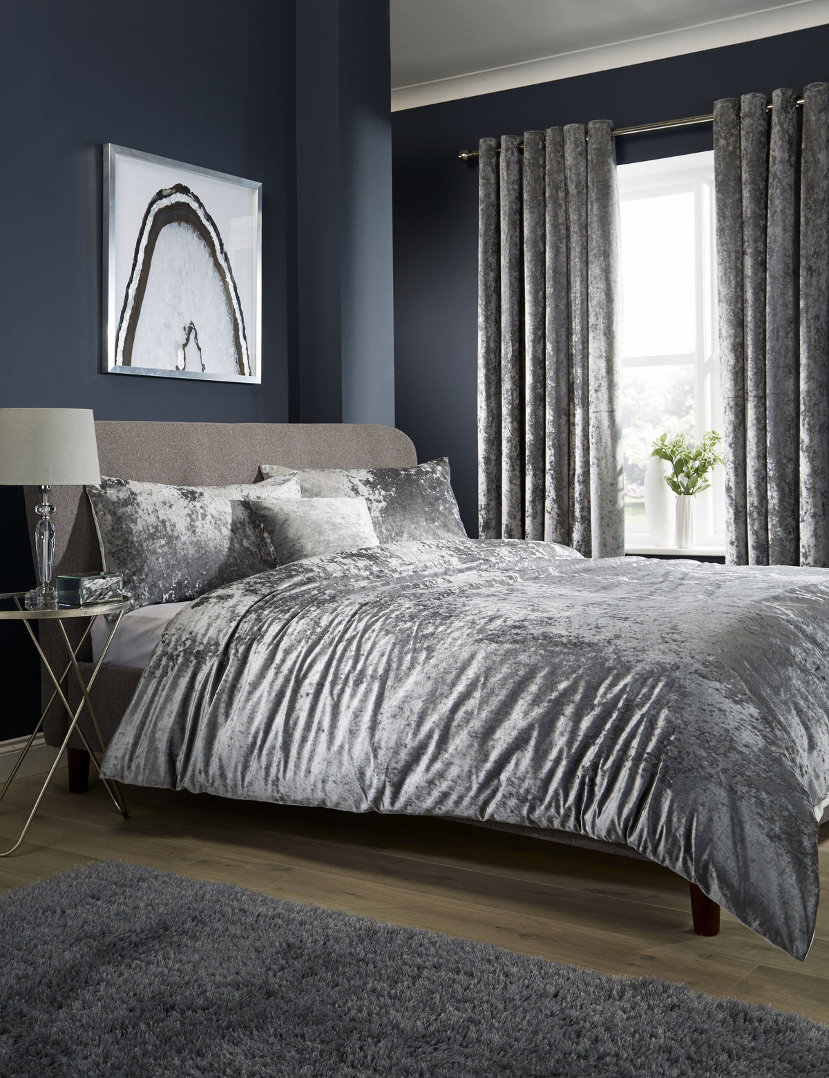 Olivia Rocco Crushed Velvet Duvet Cover Set With Pillowcases Double King Super King – view 2