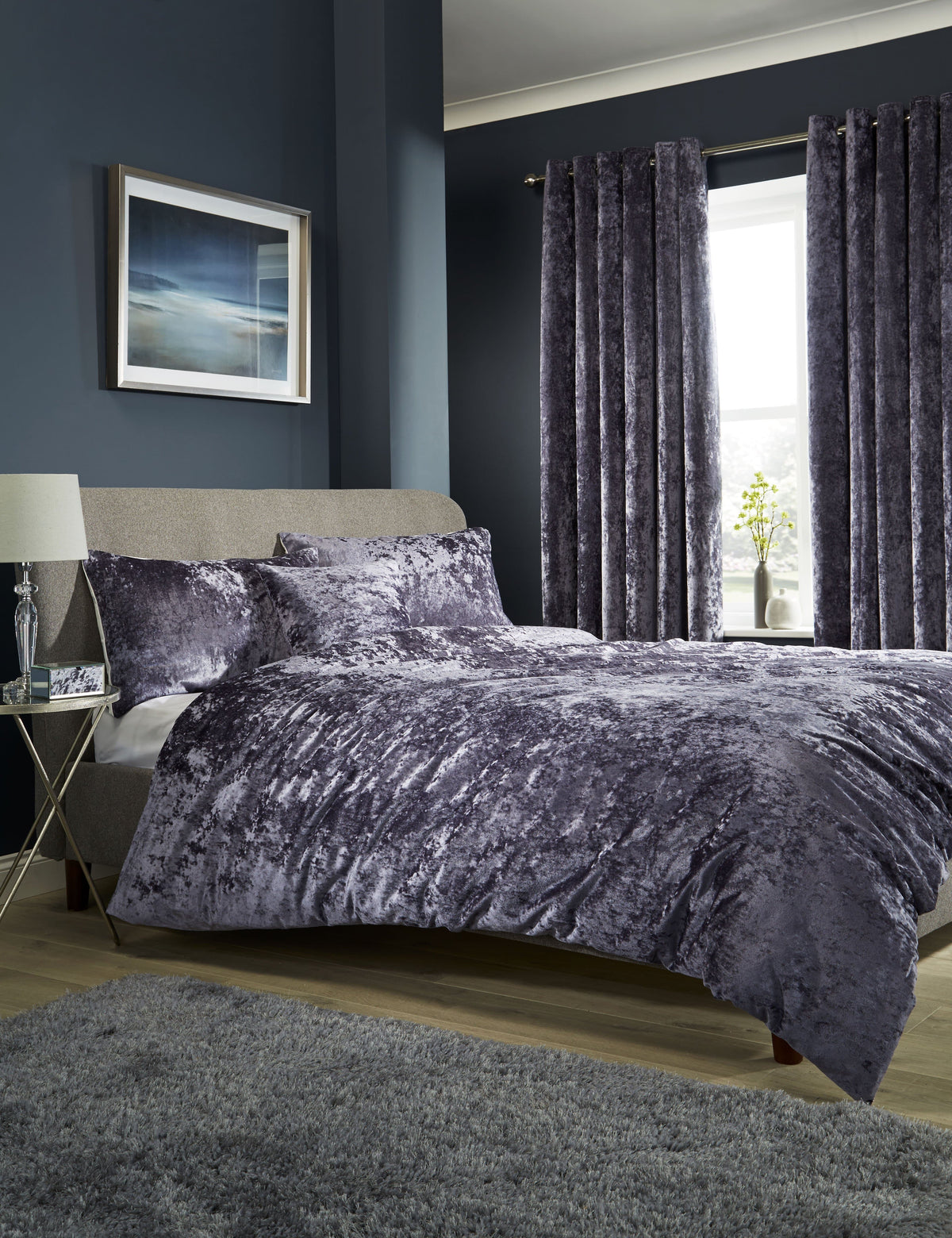 Olivia Rocco Crushed Velvet Duvet Cover Set With Pillowcases Double King Super King – view 3