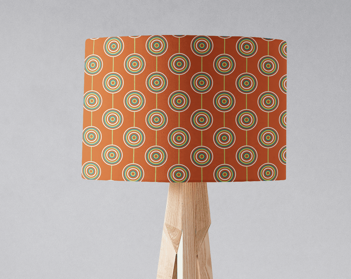 Orange Drum Lampshade, Retro Circles Design Shade for Table, Floor or Ceiling Pendant Light – view 2