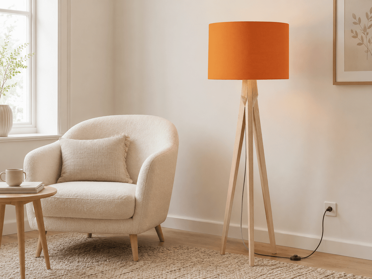 Plain Burnt Orange Lampshade – Handmade UK Ceiling or Table Lamp Shade | Made to Order – view 4