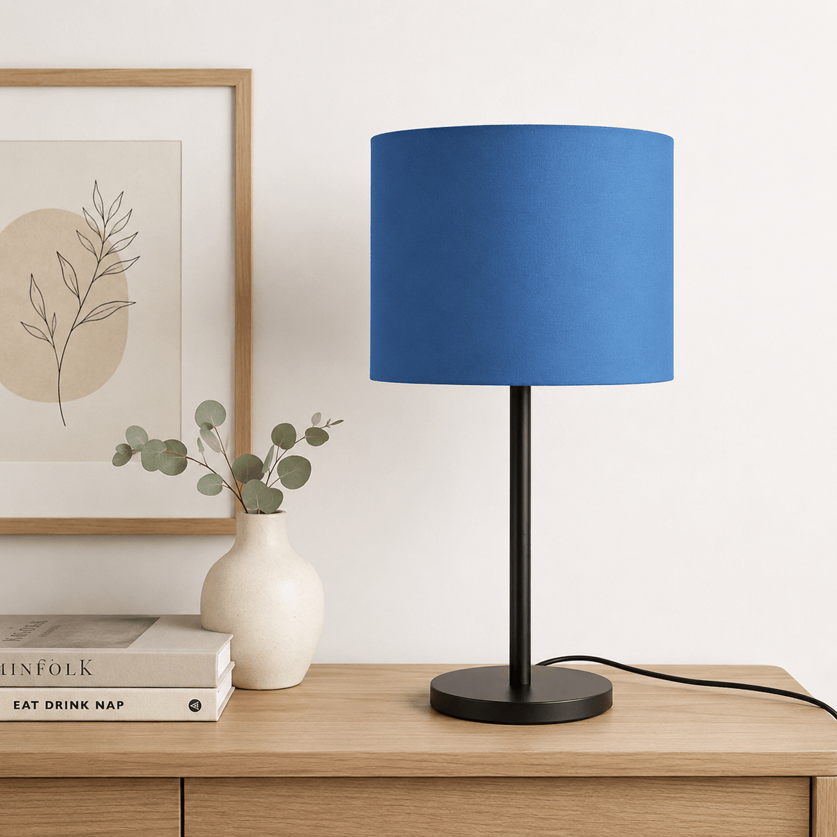 Plain Cobalt Blue Lampshade – Handmade UK, Ceiling or Table Lamp Shade | Made to Order – view 3