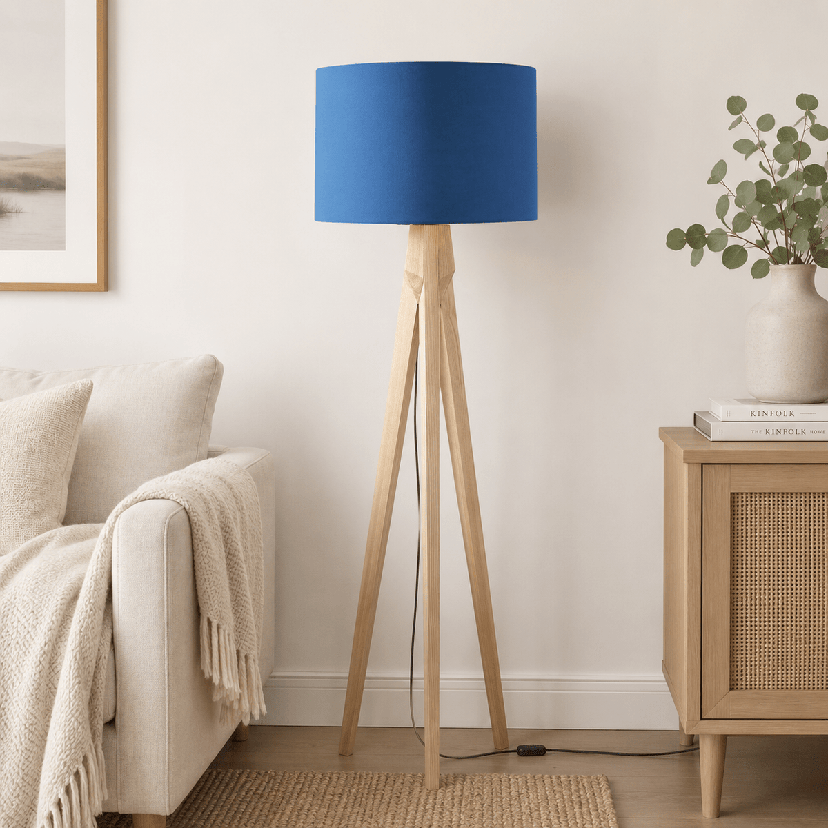 Plain Cobalt Blue Lampshade – Handmade UK, Ceiling or Table Lamp Shade | Made to Order – view 5