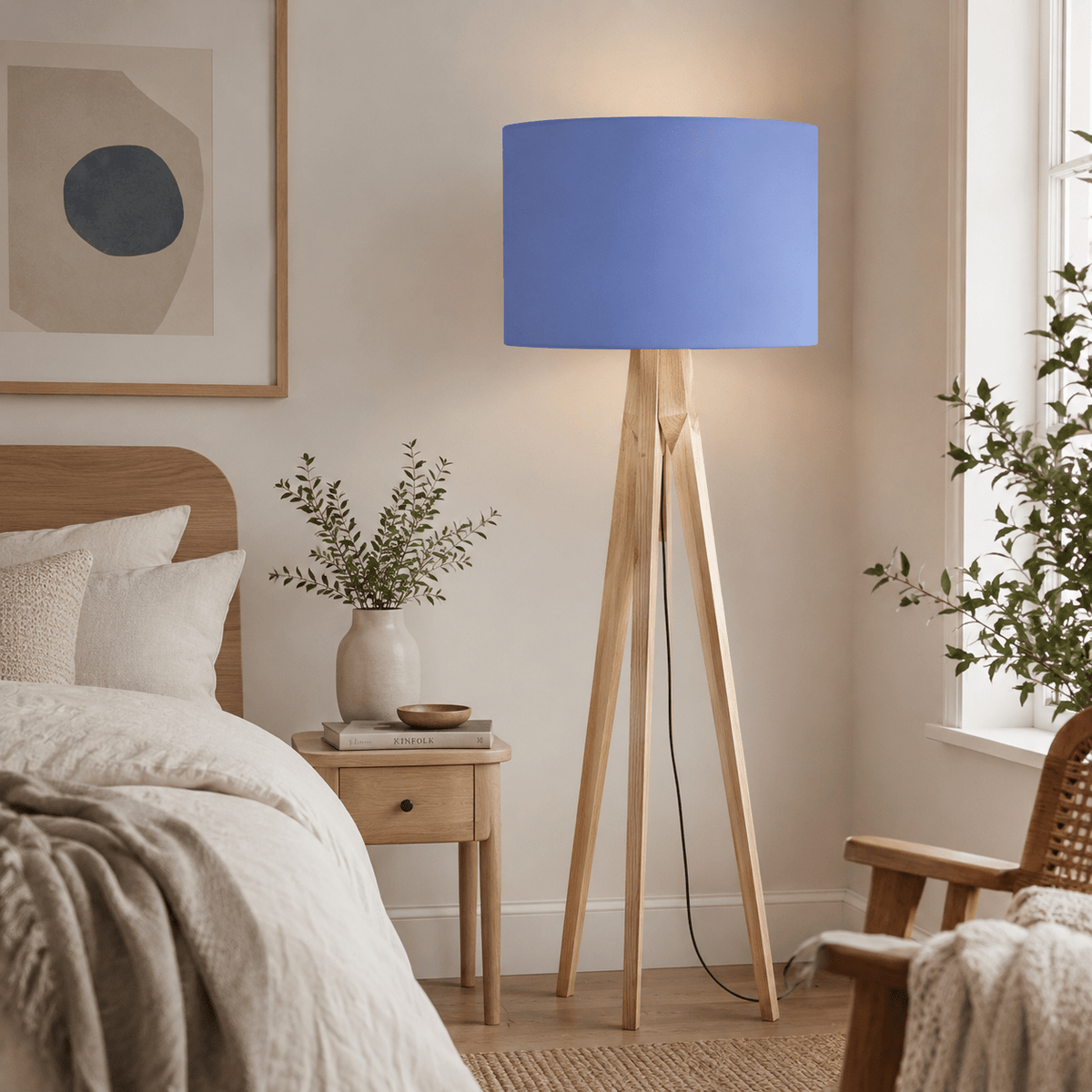 Plain Cornflower Blue Lampshade – Handmade UK, Ceiling or Table Lamp Shade | Made to Order – view 4