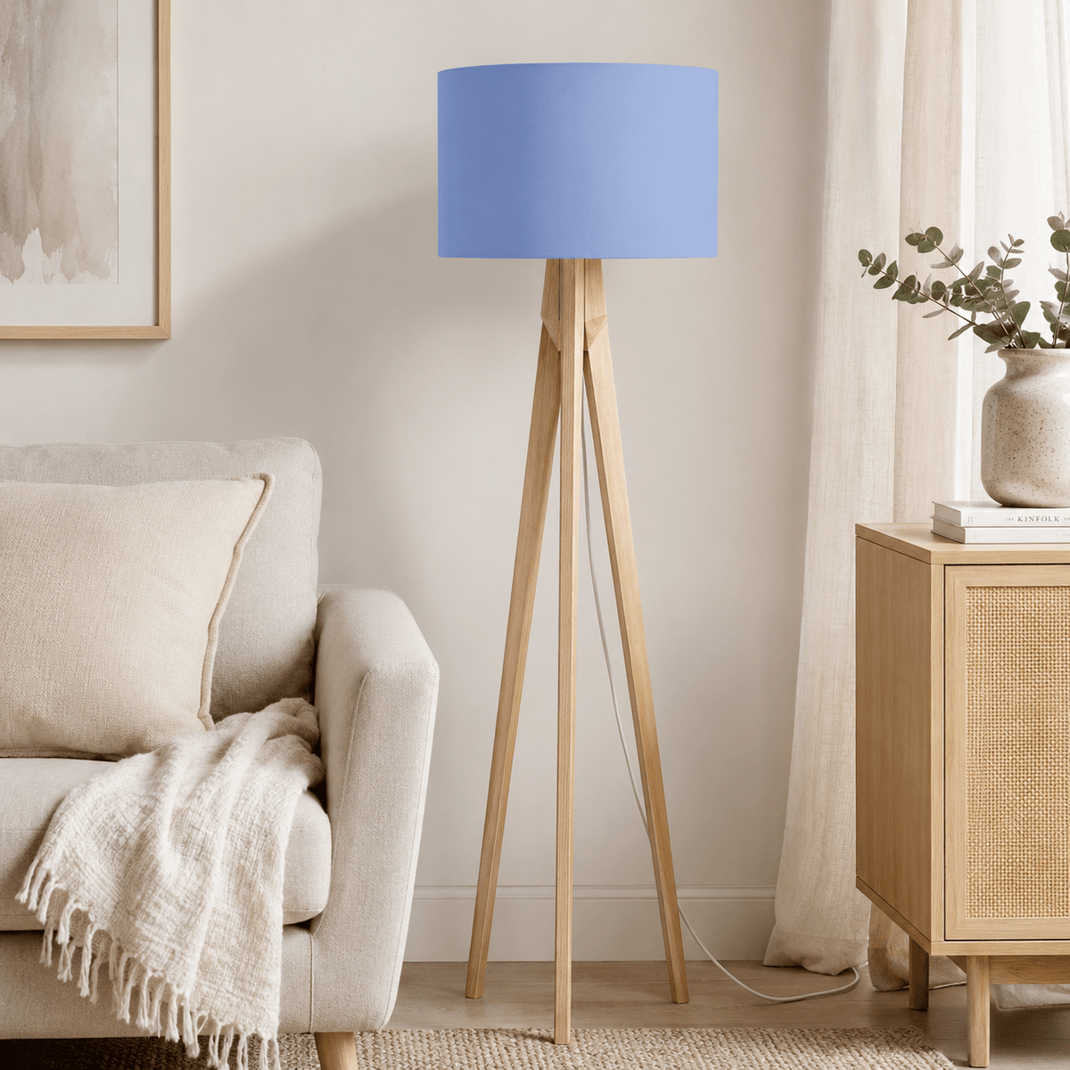 Plain Cornflower Blue Lampshade – Handmade UK, Ceiling or Table Lamp Shade | Made to Order – view 5