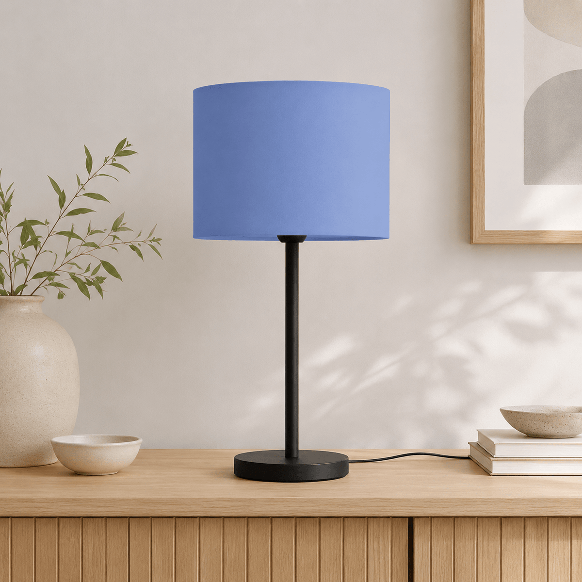 Plain Cornflower Blue Lampshade – Handmade UK, Ceiling or Table Lamp Shade | Made to Order – view 2