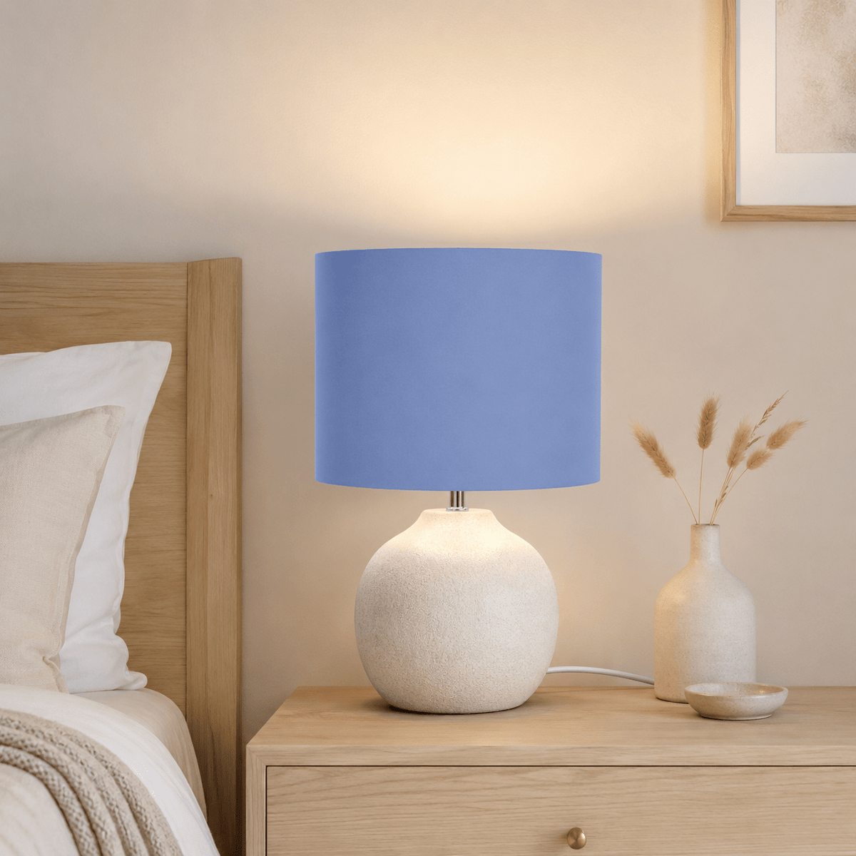 Plain Cornflower Blue Lampshade – Handmade UK, Ceiling or Table Lamp Shade | Made to Order – view 3