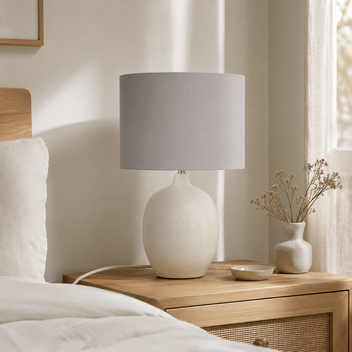 Plain Dove Grey Lampshade – Handmade UK, Ceiling or Table Lamp Shade | Made to Order – view 4