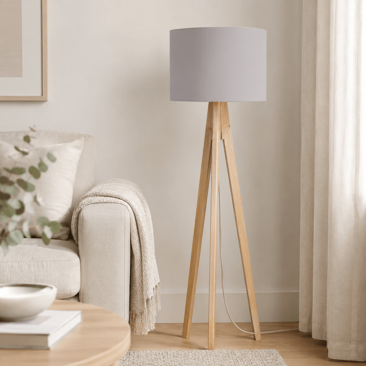 Plain Dove Grey Lampshade – Handmade UK, Ceiling or Table Lamp Shade | Made to Order – view 5