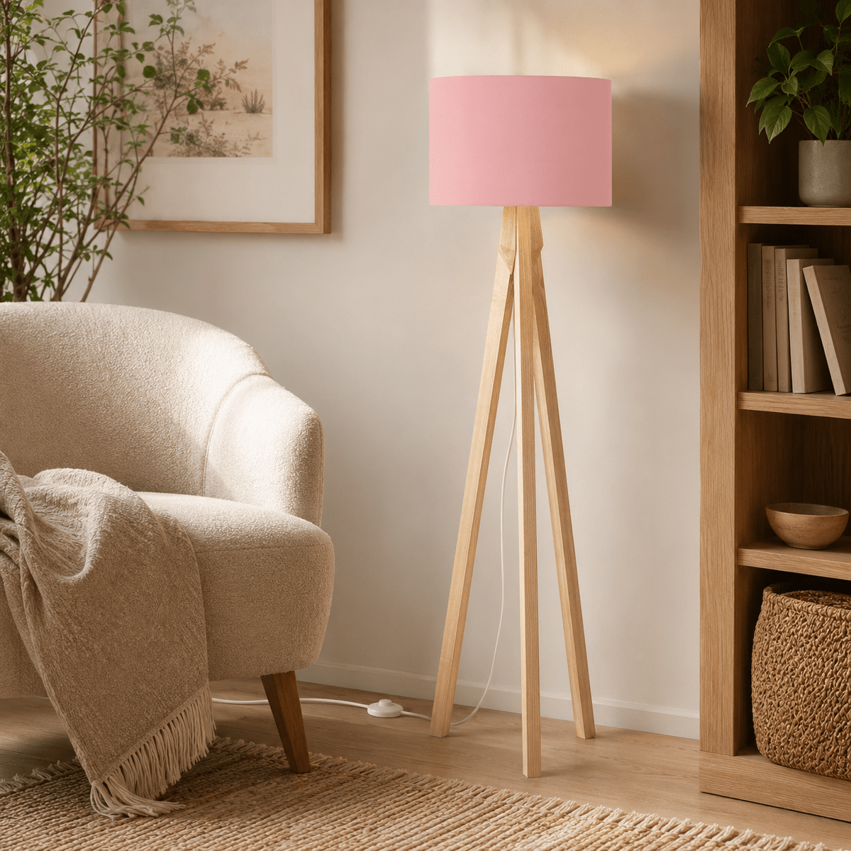 Plain Dusty Rose Lampshade – Handmade UK, Pink Ceiling or Table Lamp Shade | Made to Order – view 5