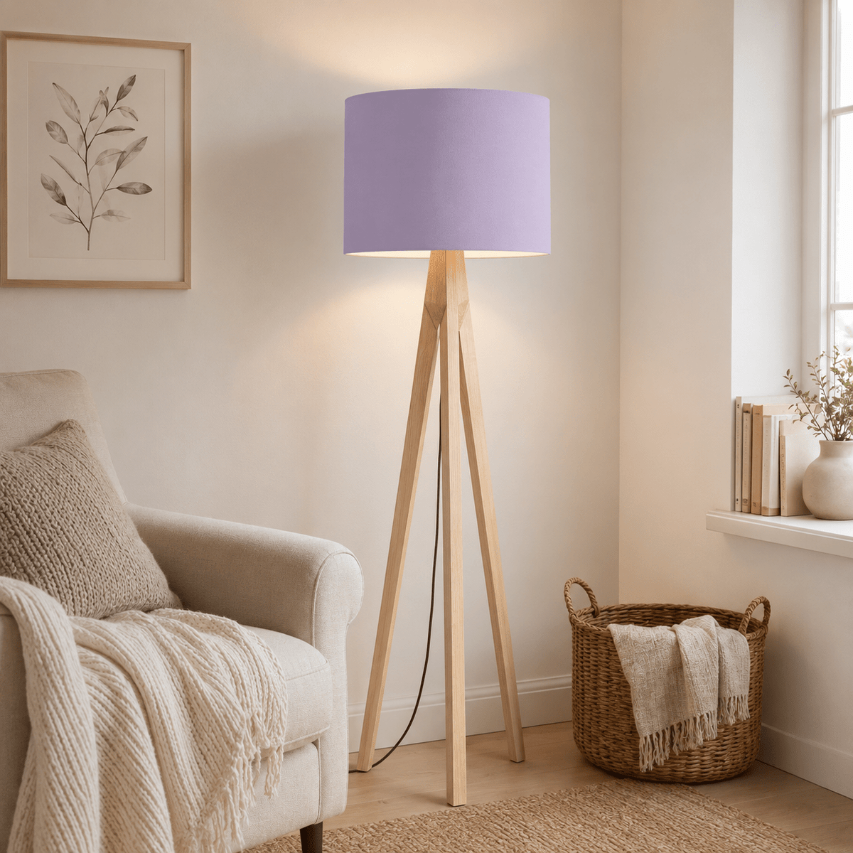 Plain Lavender Lampshade – Handmade UK, Lilac Ceiling or Table Lamp Shade | Made to Order – view 3
