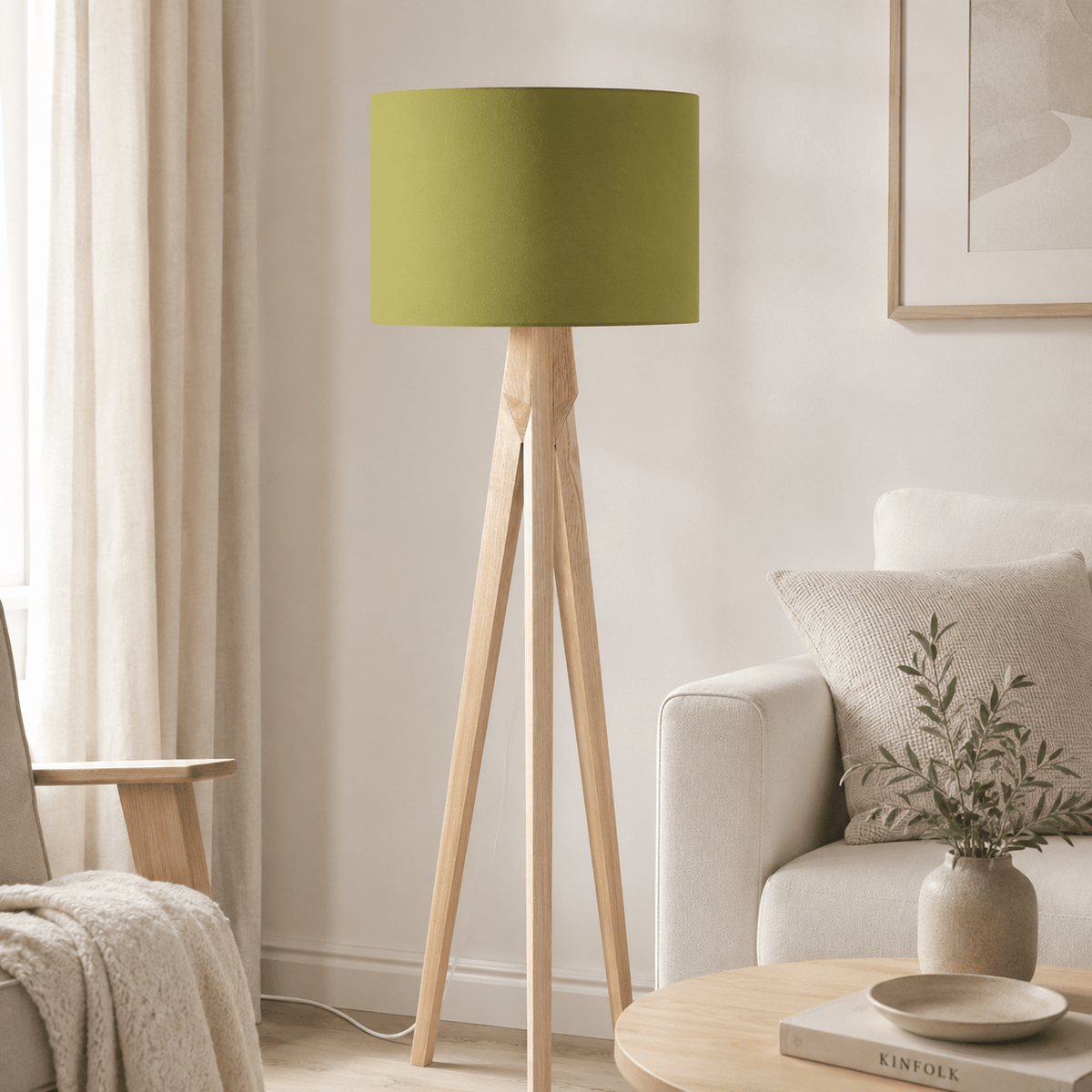 Plain Olive Green Lampshade – Handmade UK, Ceiling or Table Lamp Shade | Made to Order – view 5