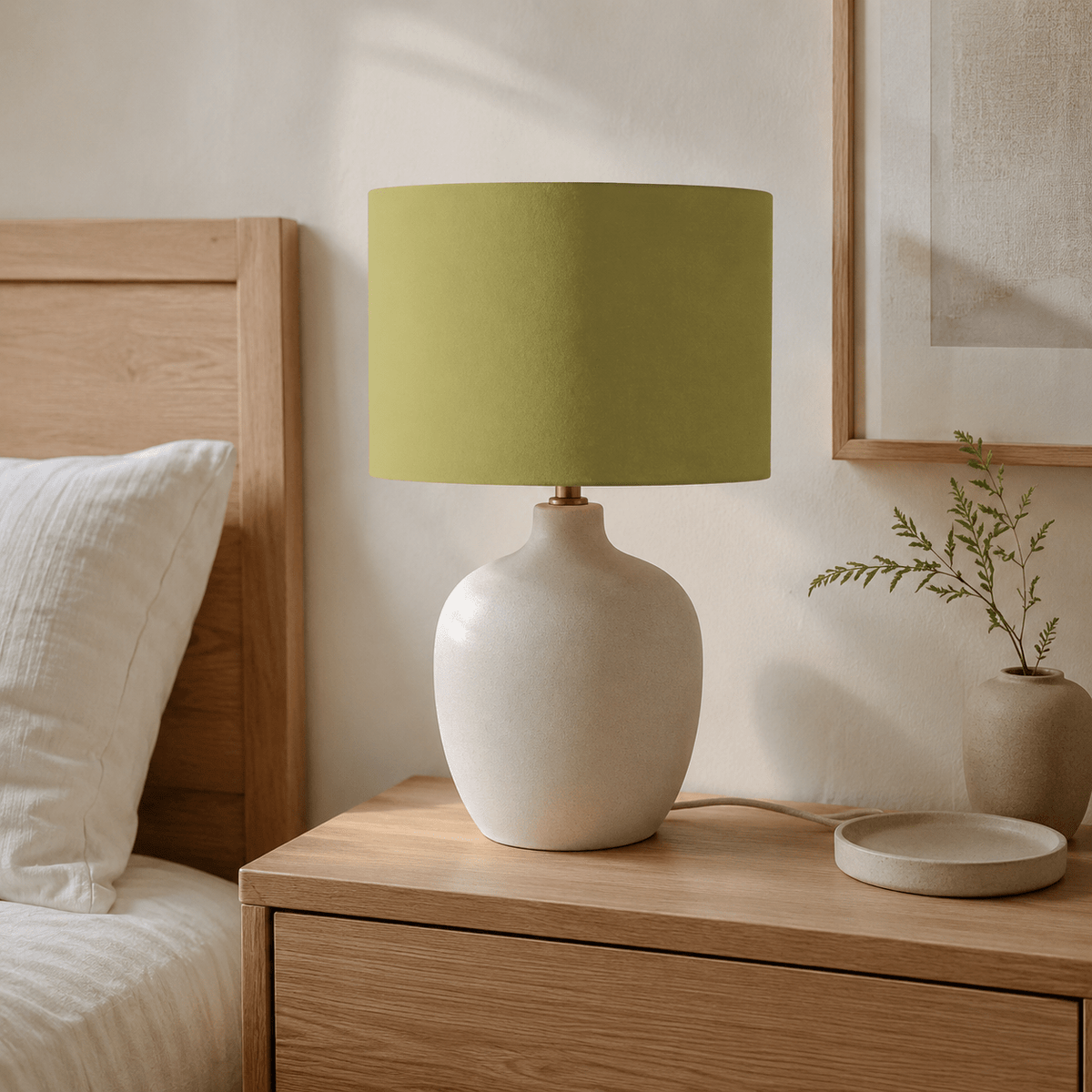 Plain Olive Green Lampshade – Handmade UK, Ceiling or Table Lamp Shade | Made to Order – view 4