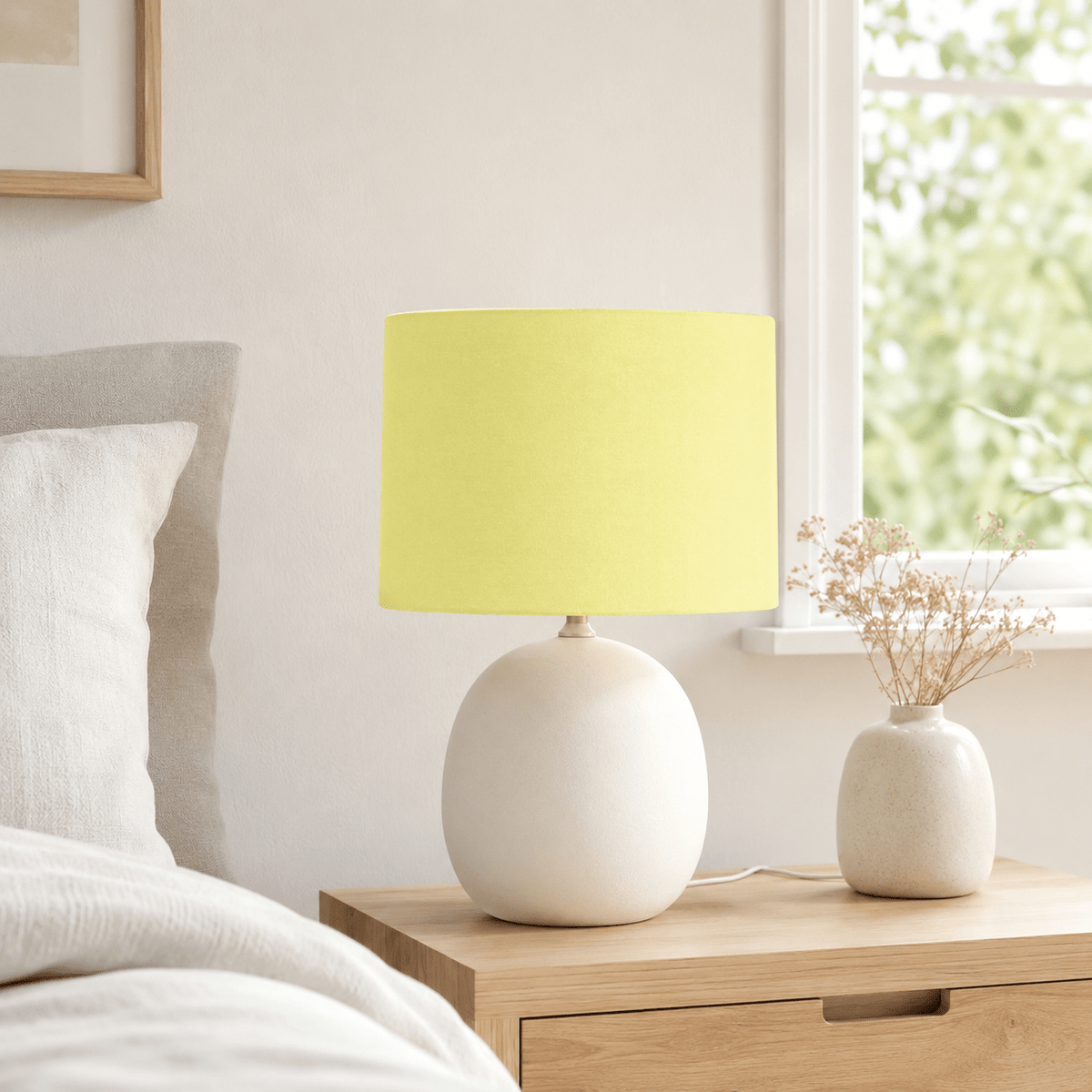 Plain Pale Lemon Lampshade – Handmade UK, Ceiling or Table Lamp Shade | Made to Order – view 4