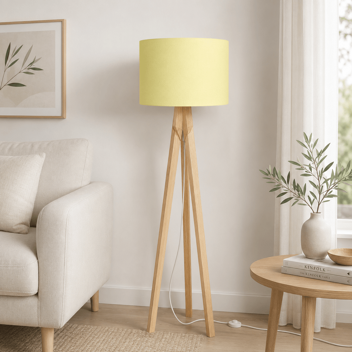 Plain Pale Lemon Lampshade – Handmade UK, Ceiling or Table Lamp Shade | Made to Order – view 5