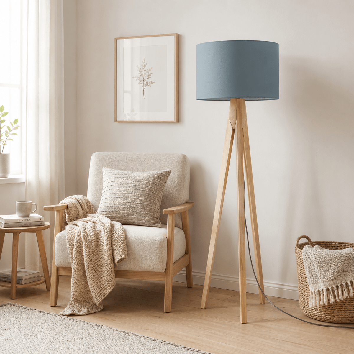 Plain Petrol Blue Lampshade – Handmade UK, Ceiling or Table Lamp Shade | Made to Order – view 2