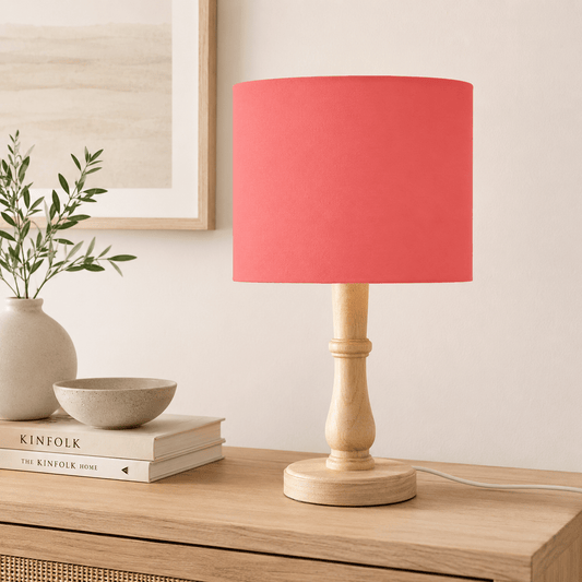 Plain Salmon Pink Lampshade – Handmade UK, Ceiling or Table Lamp Shade | Made to Order