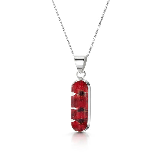 Poppy Silver Vertical Bar Pendant Necklace