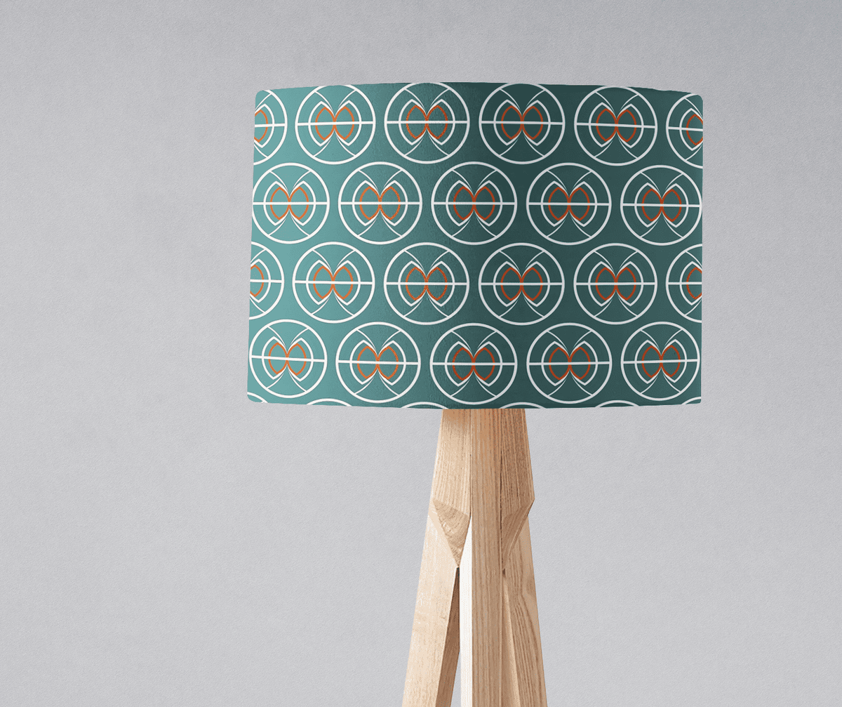 Teal and White Geometric Semi-Circle Design Lampshade, Ceiling or Table Lamp Shade – view 2