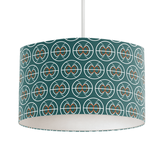 Teal and White Geometric Semi-Circle Design Lampshade, Ceiling or Table Lamp Shade