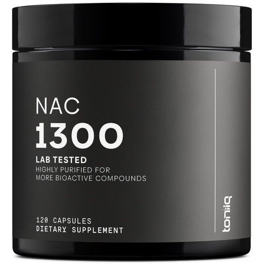 Toniiq 1300mg NAC – 120 Veg N-Acetyl Cysteine Capsules – 98% Purity, Lab Tested