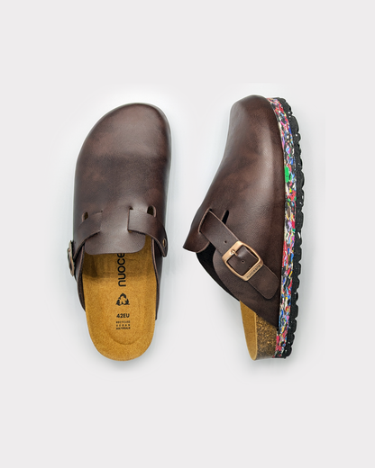 Truffle Recycled Vegan Leather Clog - Dark Brown – view 2