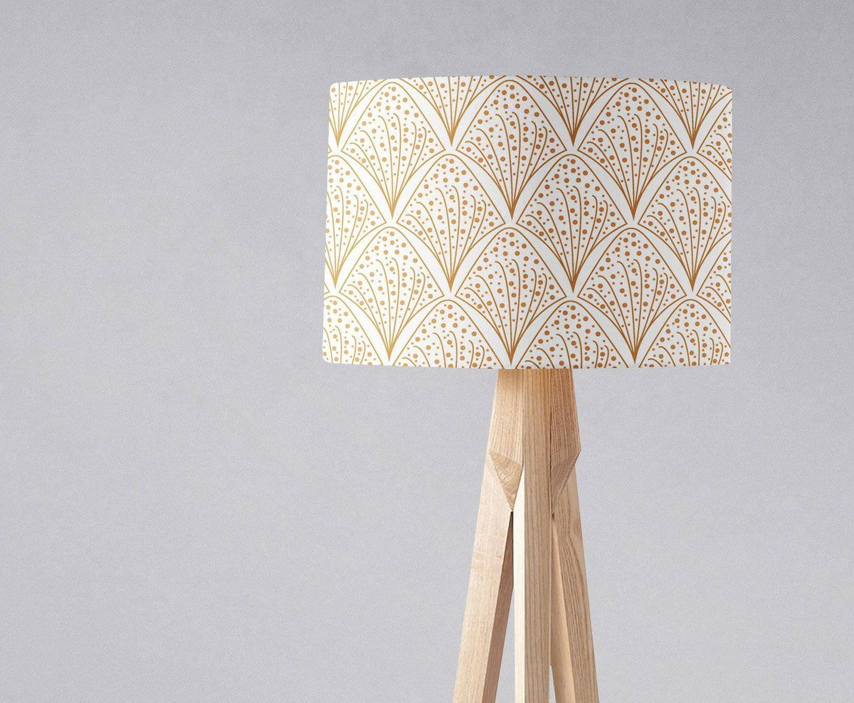White Drum Lampshade, Gold Contemporary Design Shade for Table, Floor or Ceiling Pendant Light – view 2