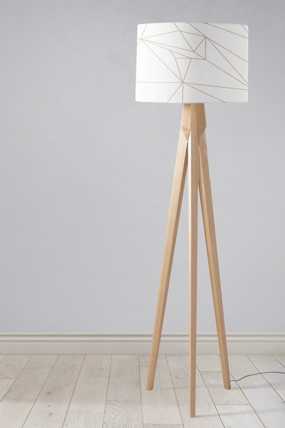 White Drum Lampshade, Rose Gold Line Design Shade for Table, Floor or Ceiling Pendant Light – view 3