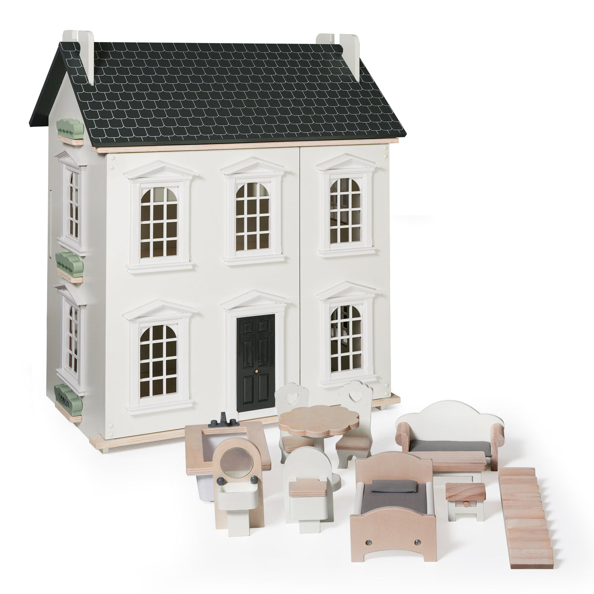 Noble Wooden Dollhouse with 11-Piece Furniture Set – view 10