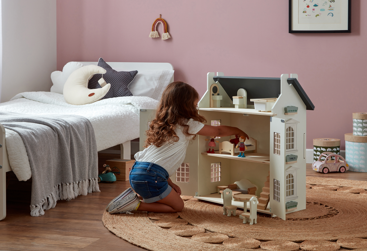 Noble Wooden Dollhouse with 11-Piece Furniture Set – view 7