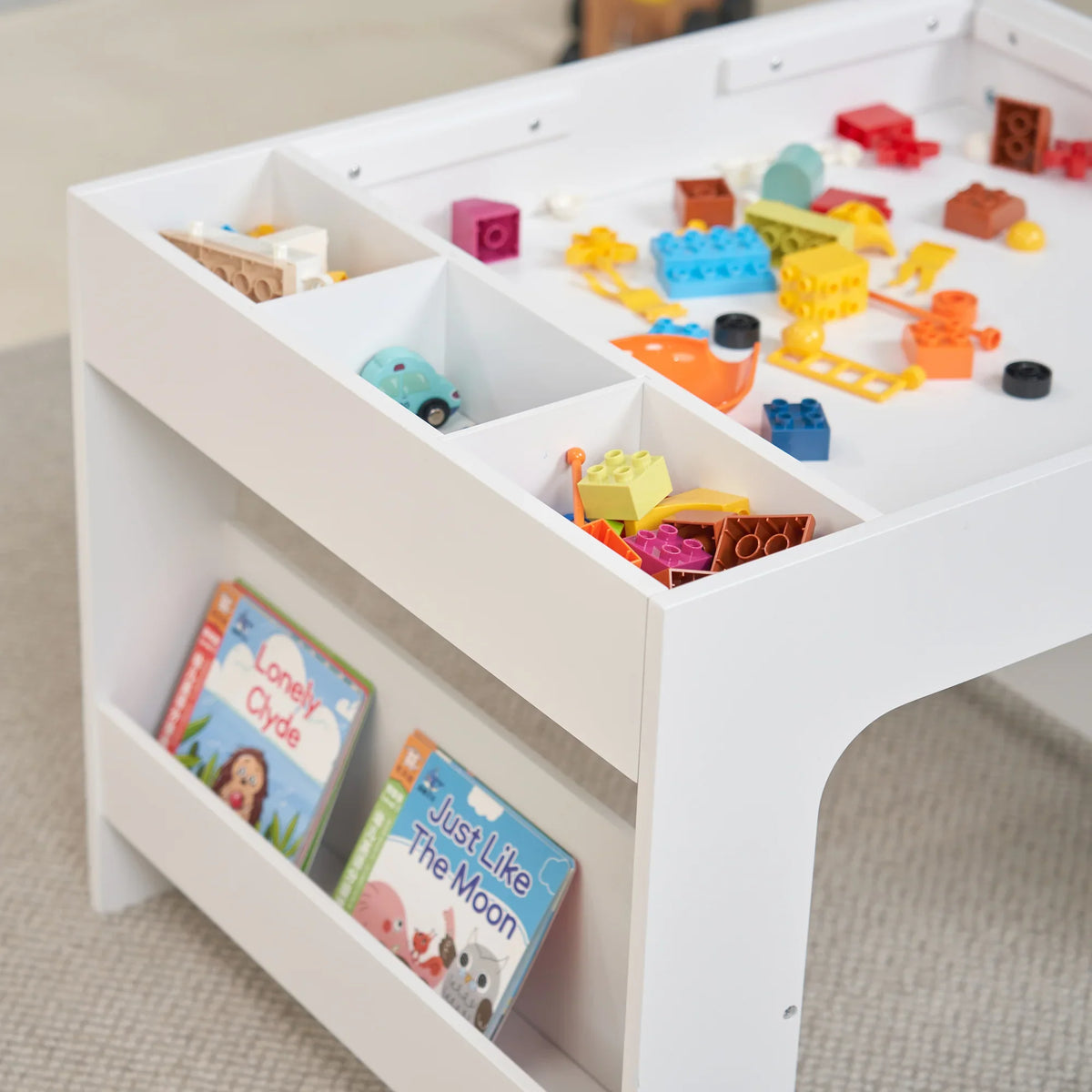 Kids Wooden Activity Table with Storage, Baseplate and Blackboard – view 7